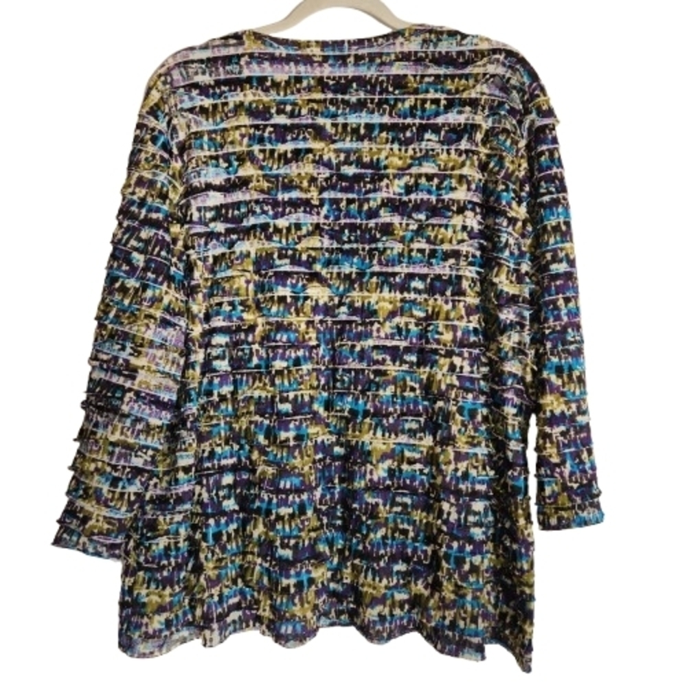 Draper's & Damon's Layers of Ruffles Top Size 2X 3/4 Sleeve Slight Bell V-Neck - Picture 2 of 11